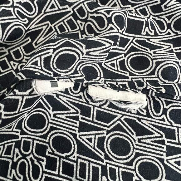 Michael Kors Black White Lettering Viscose Blend Tie-Neck Blouse size XS *GOOD* - Picture 12 of 12